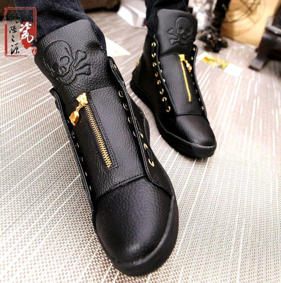 Skull Print High-Top Sports Shoes