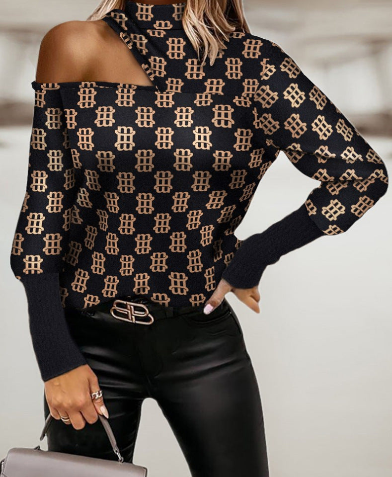 Geo Chic Cutout Long Sleeve Top