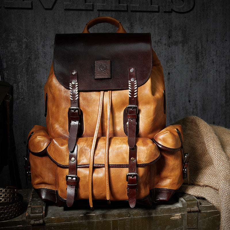 Men's Authentic Premium Leather Travel Backpack