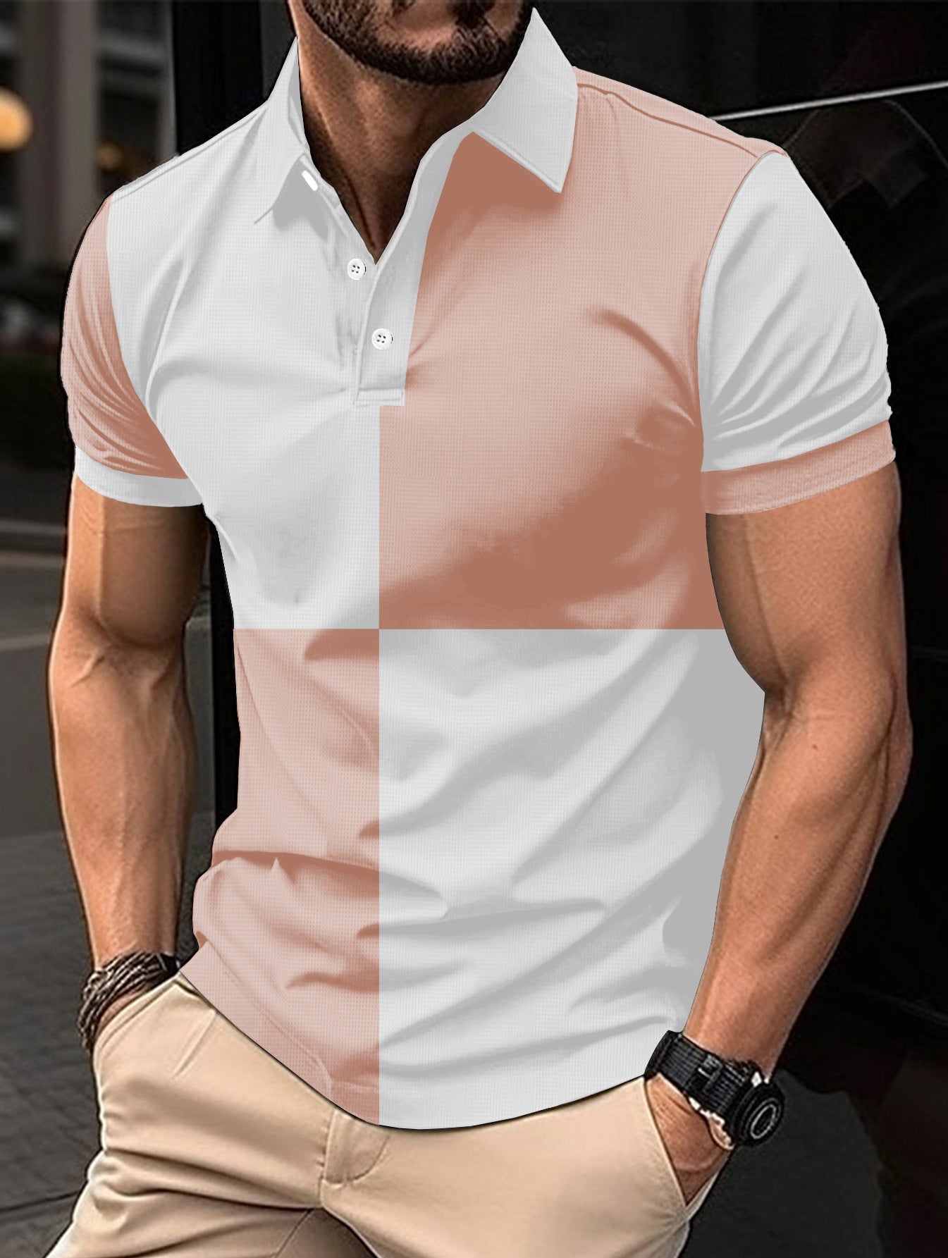 Men's Color-Blocked Polo Shirt