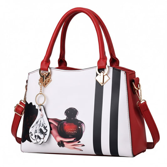 Femme Fatalé Handbag — Perfume Print (Top Handle Edition)