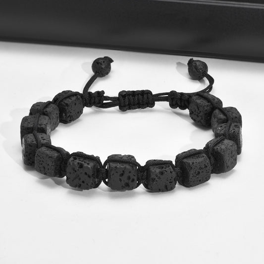 “Lava Edge” Square Rock Braided Bracelet