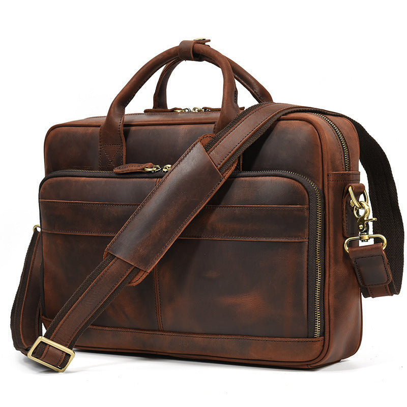 Men's First Layer Cowhide Portable Briefcase