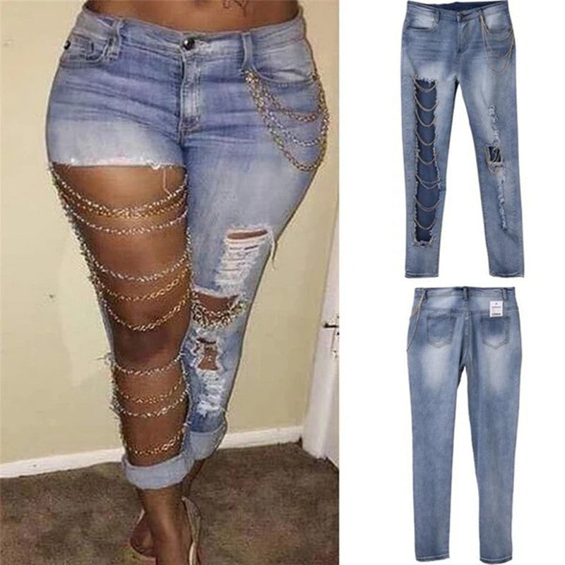 “Golden Edge Chain Jeans