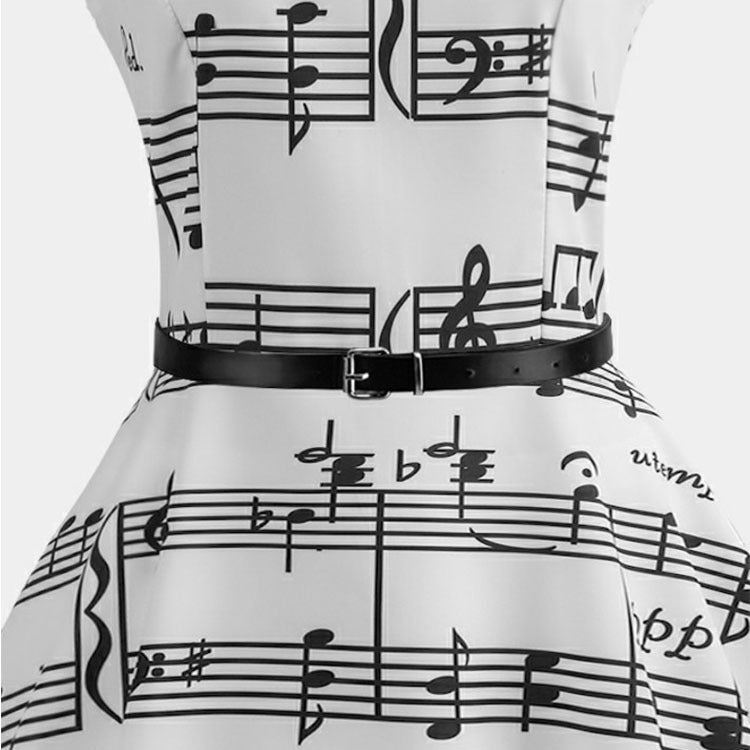 Melody Vibes Retro Music Note Print Dress