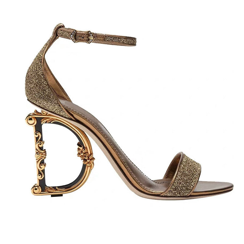 “Gilded Initial Heel Pumps