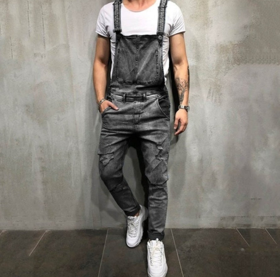 Sling Denim Romper Torn Jeans for Men