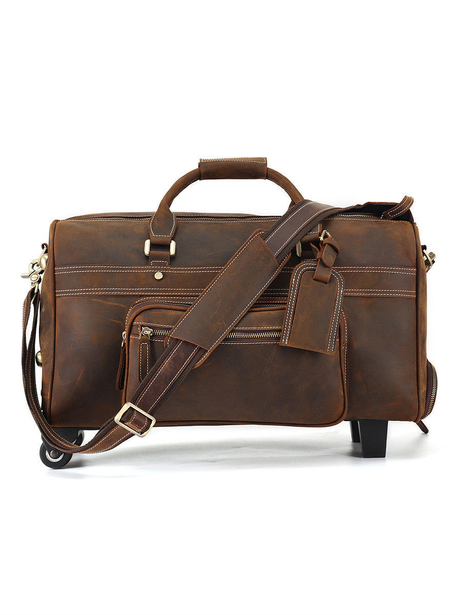 Leather Retro Portable Traveler Bag For Men & Women