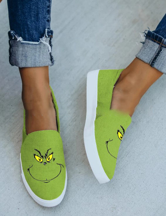 Grinch-Inspired Cartoon Canvas Shoes