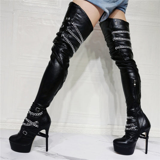 "Chain Reaction"  Thigh High Boots