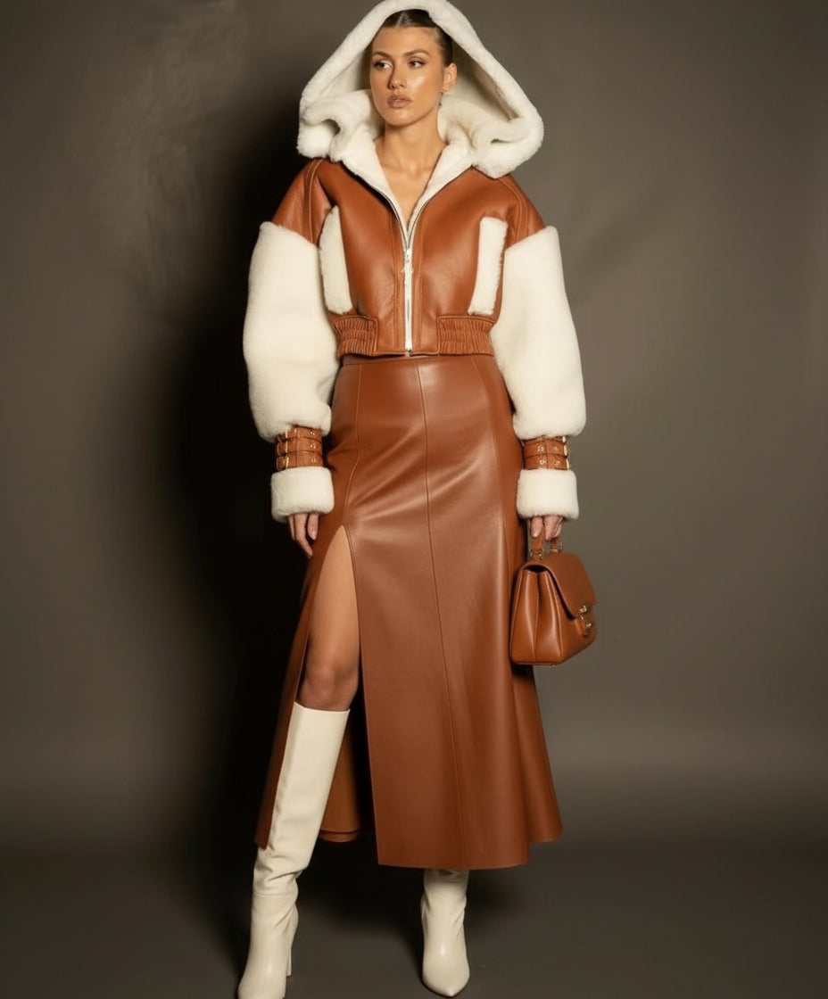 Brown Sugar Shearling Bomber