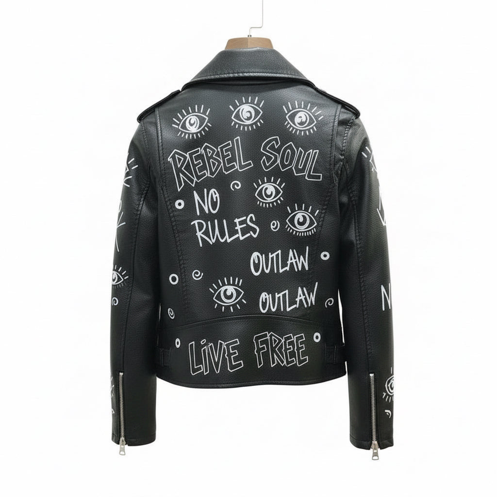 Black Outlaw Graffiti Jacket