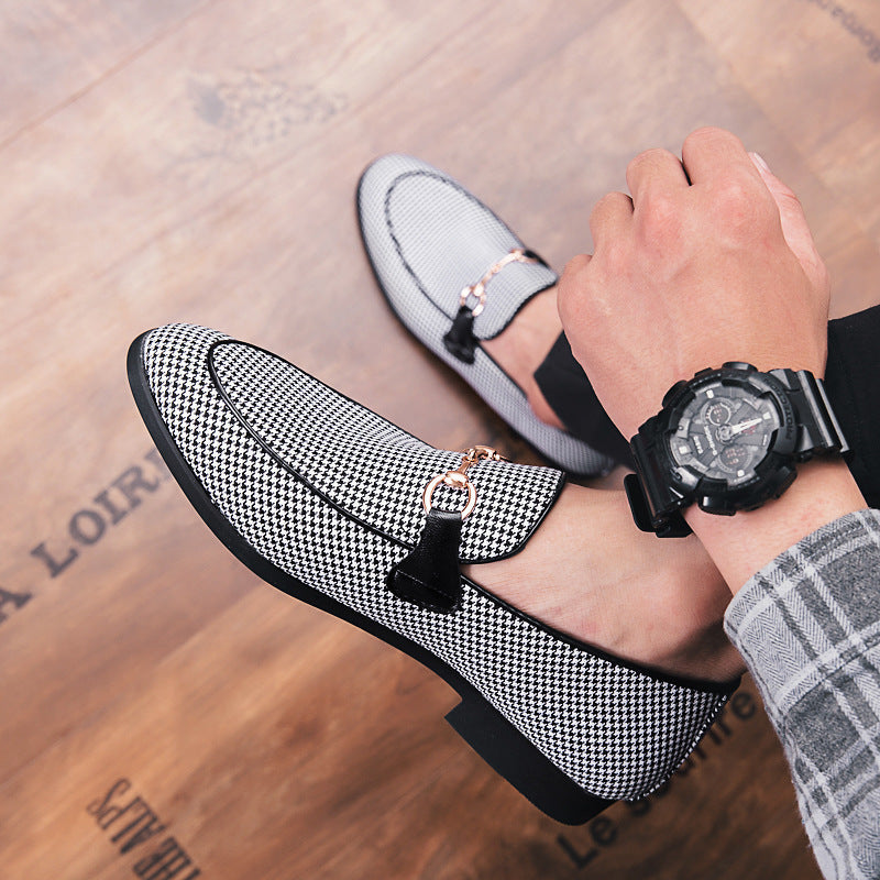 Gold Buckle Black & White Loafers