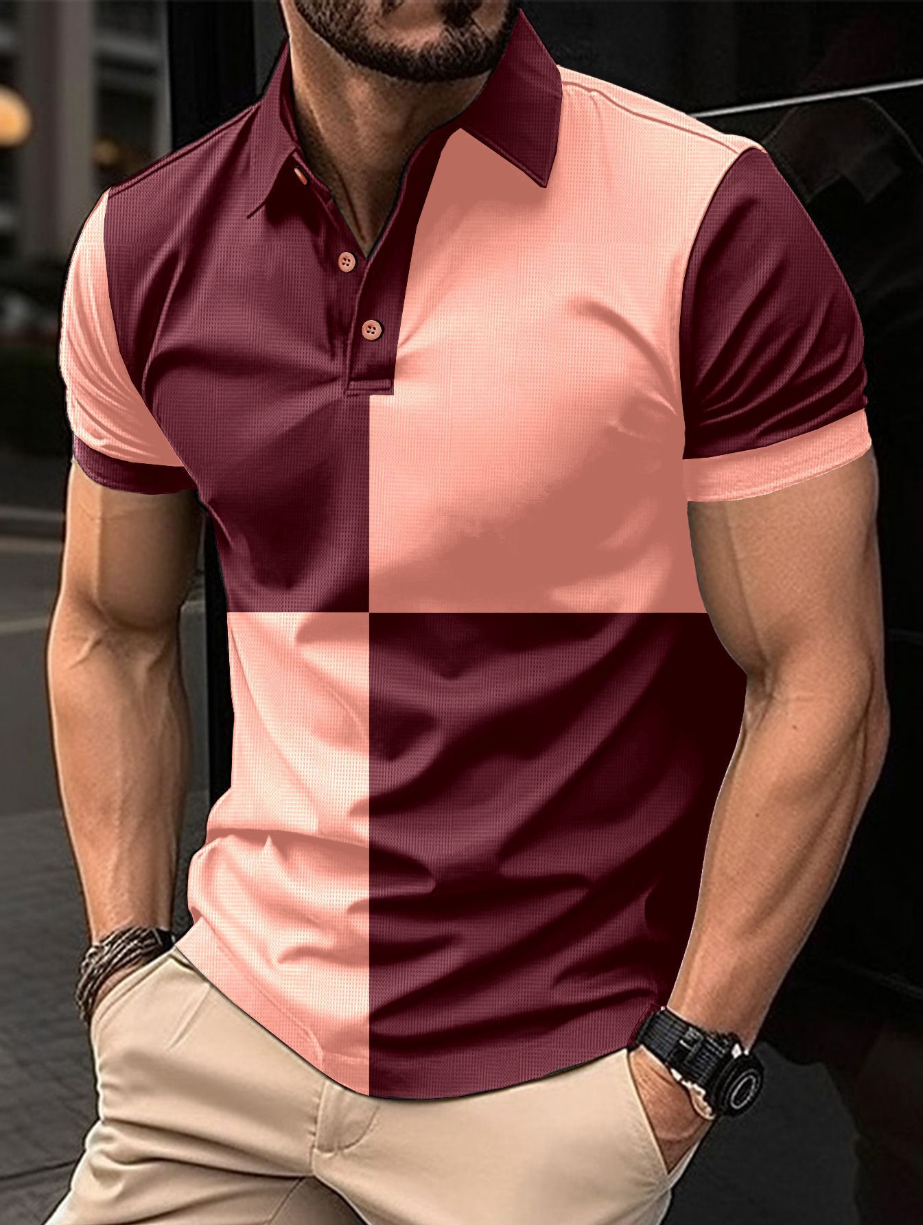 Men's Color-Blocked Polo Shirt