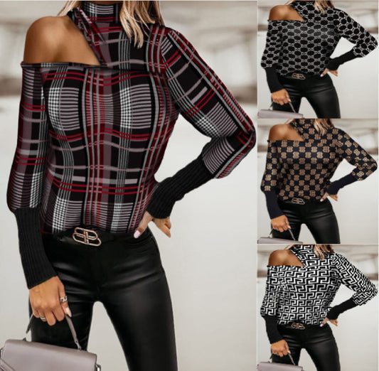 Geo Chic Cutout Long Sleeve Top