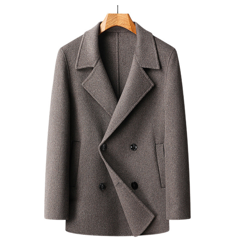 Classic Wool Short Double-Breasted Overcoat