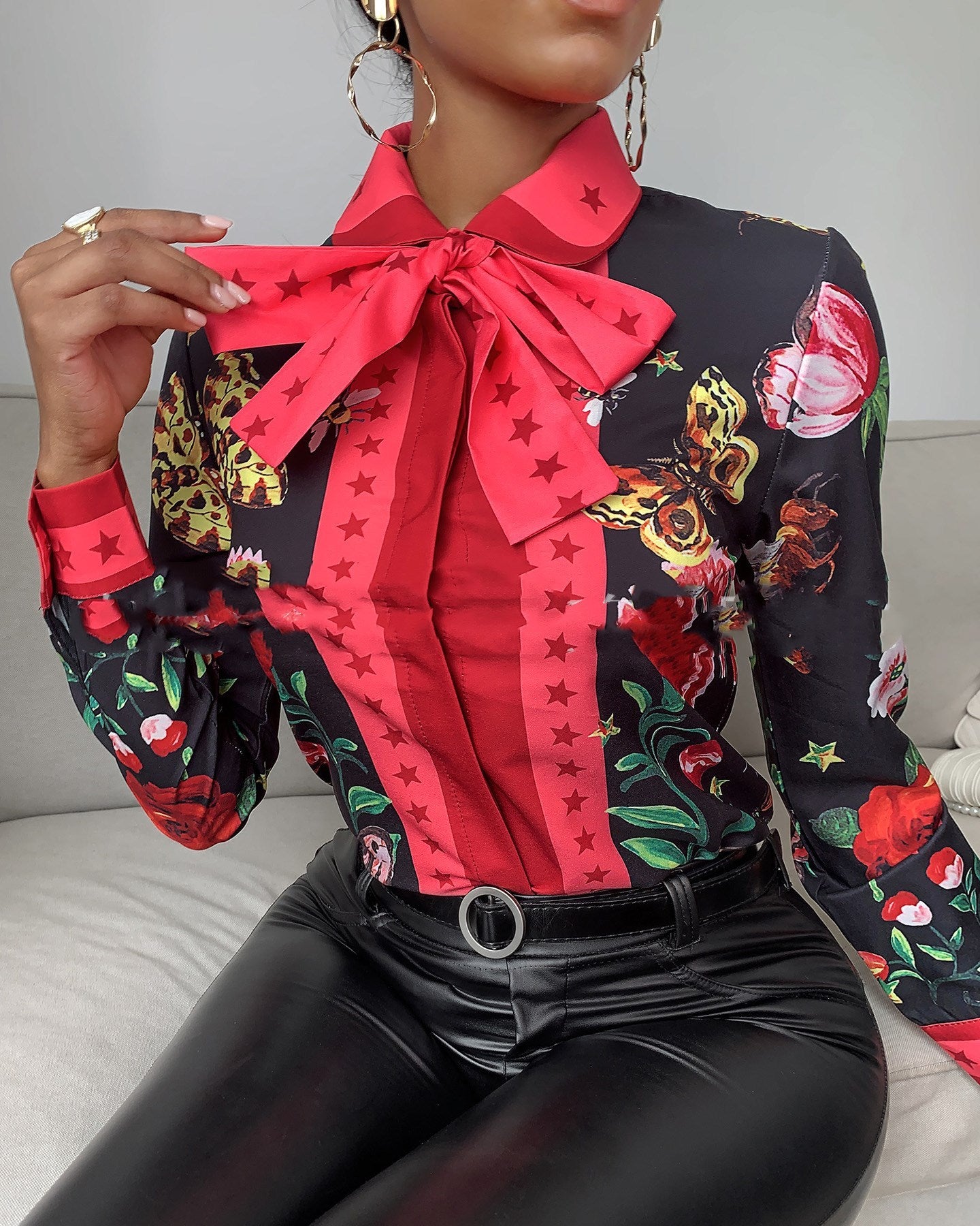 🔥 Midnight Monarch Bow Blouse