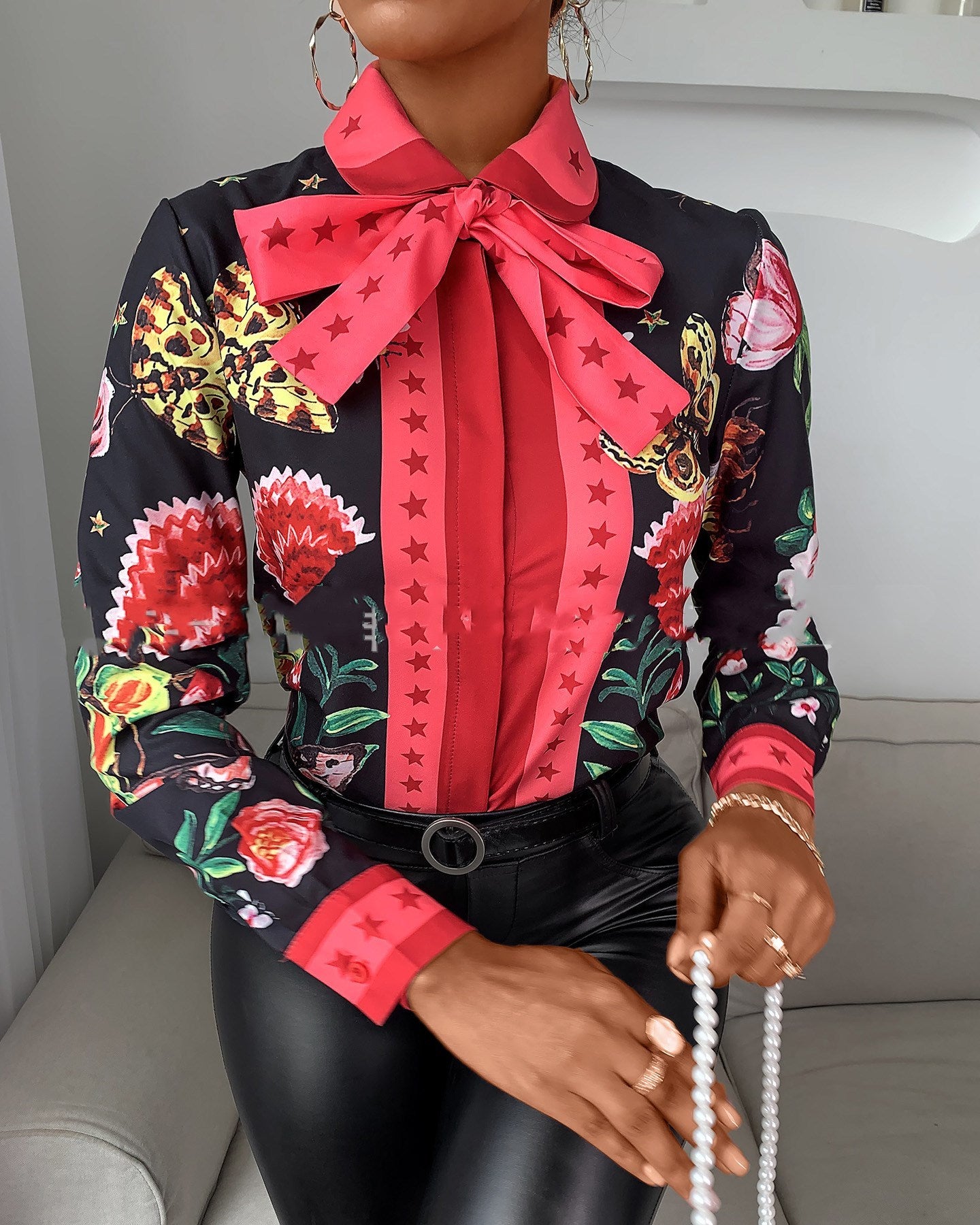 🔥 Midnight Monarch Bow Blouse