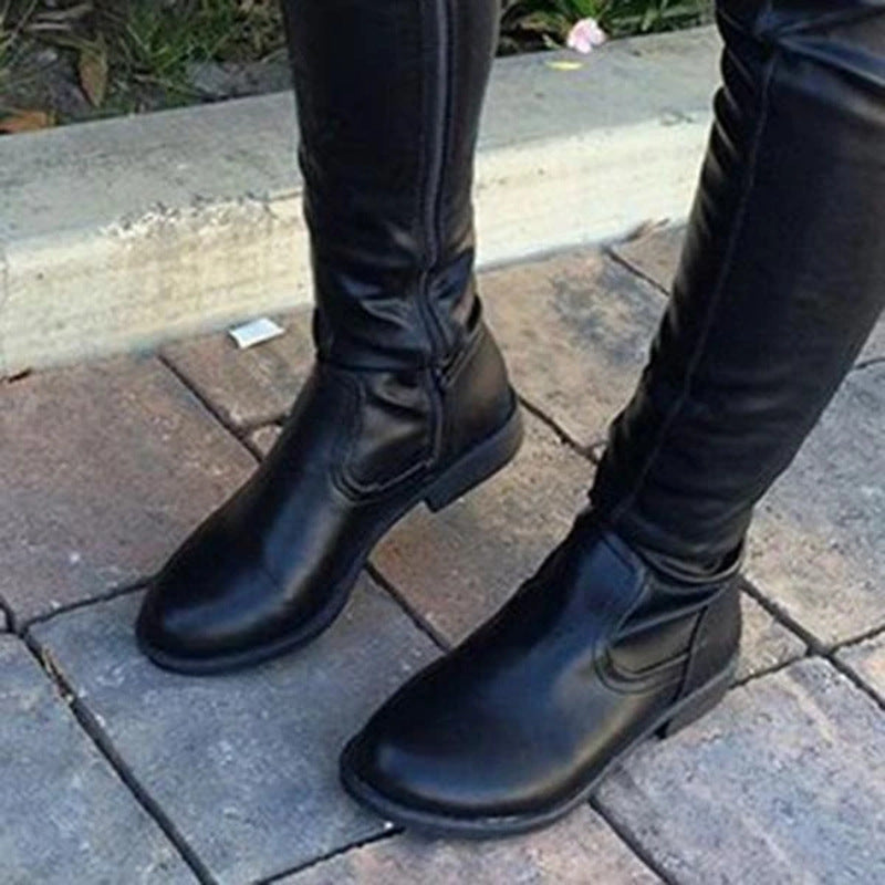 Round Head Low Square Heel Over-the-Knee Boots