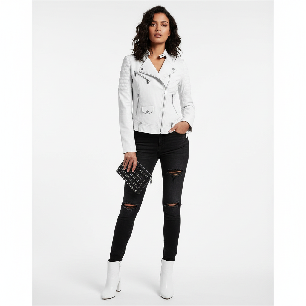 Midnight Tempo Moto Jacket ( Black) & Ivory Tempo Moto Jacket (White)