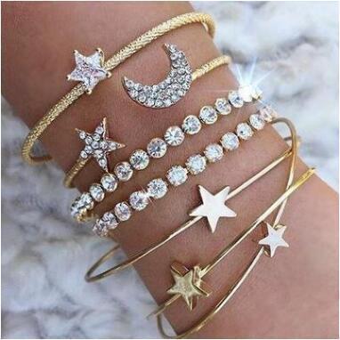 “Celestial Glow Moon & Star” Cuff Bracelets