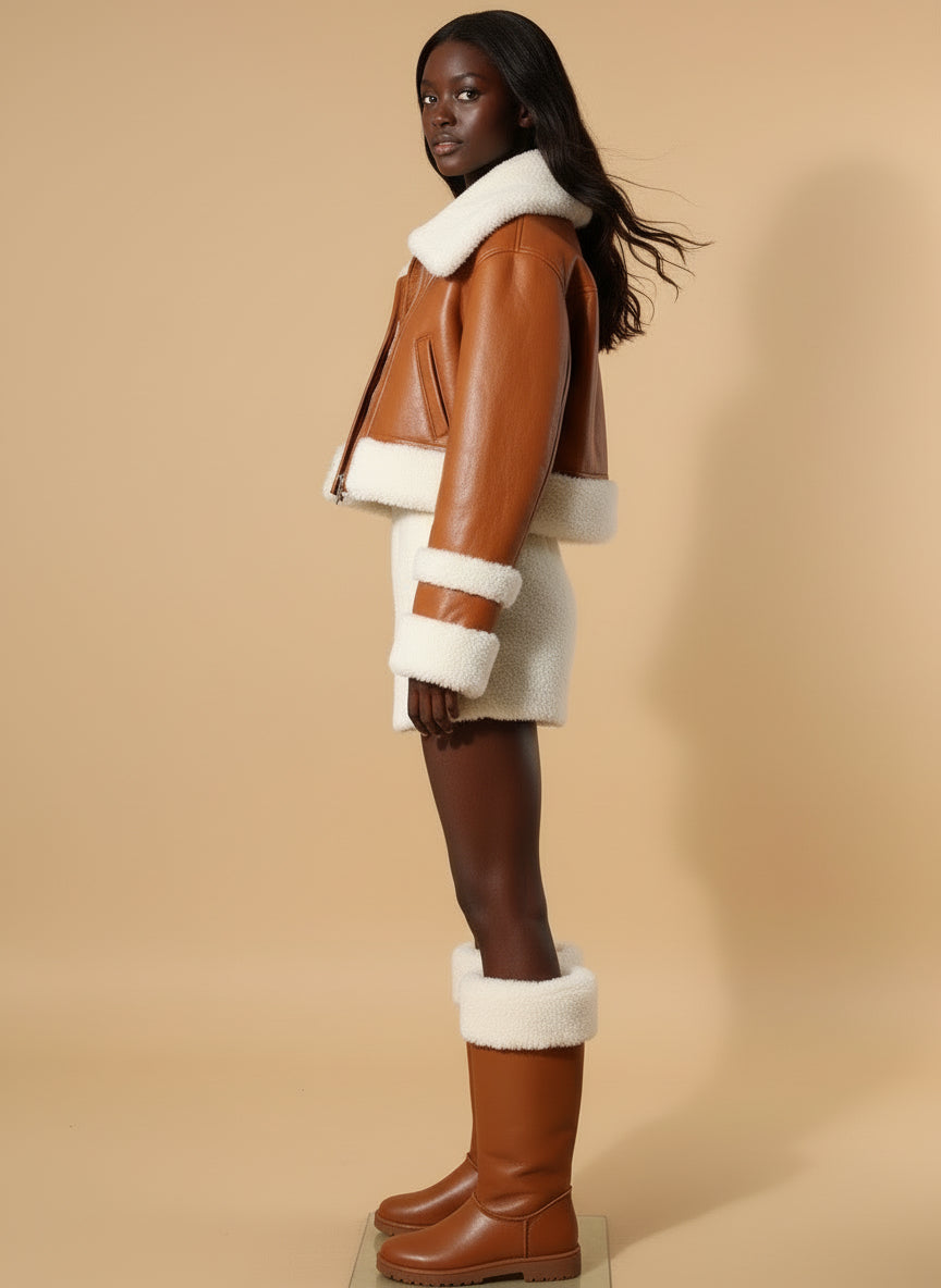 Brown Sugar Shearling Bomber