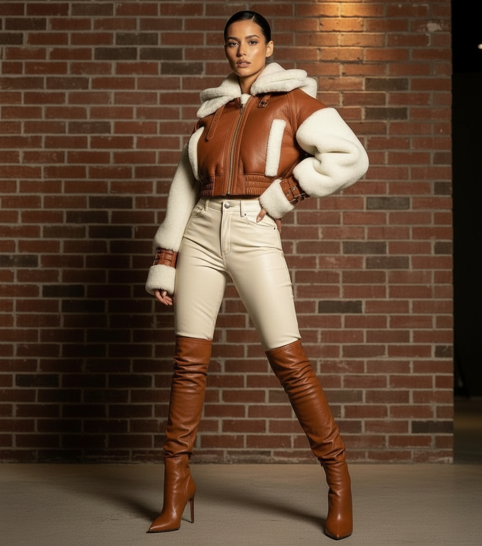 Brown Sugar Shearling Bomber