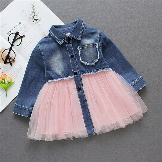 Denim Charm Mesh Dress