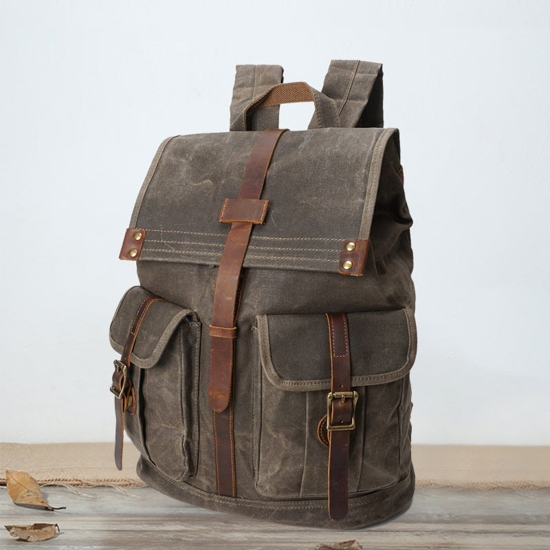 Vintage Oil Wax Canvas Travel Backpack