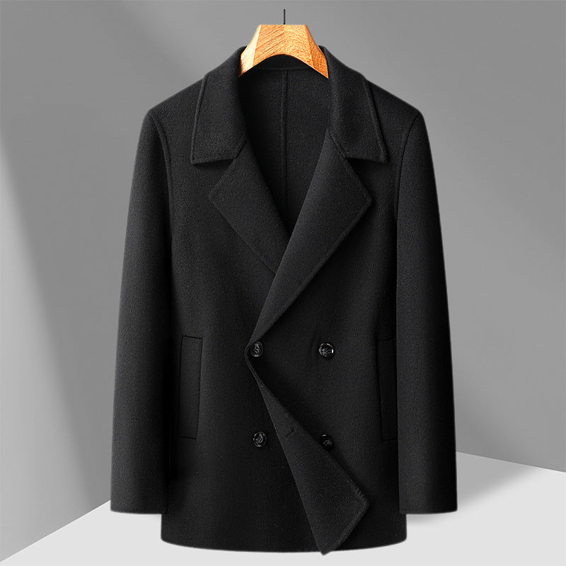 Classic Wool Short Double-Breasted Overcoat