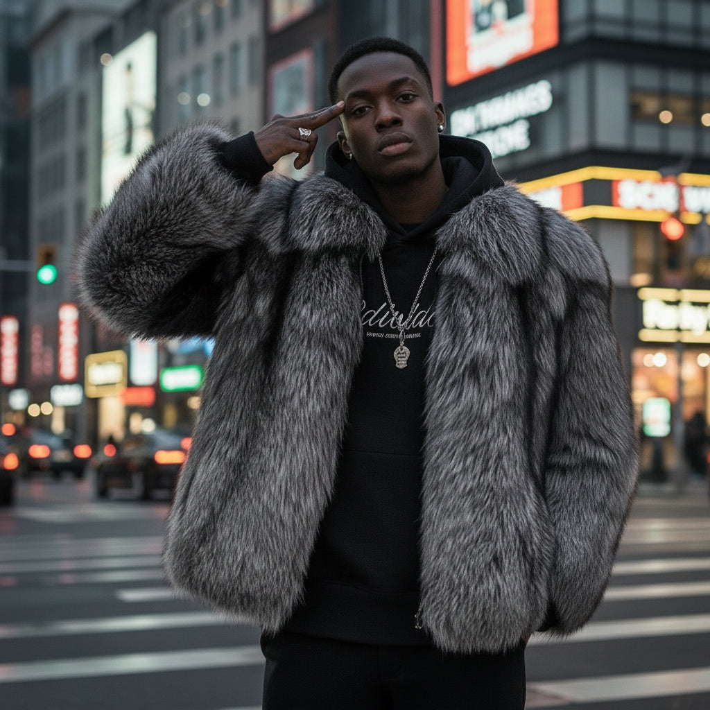 Midnight Monarch Faux Fur Jacket