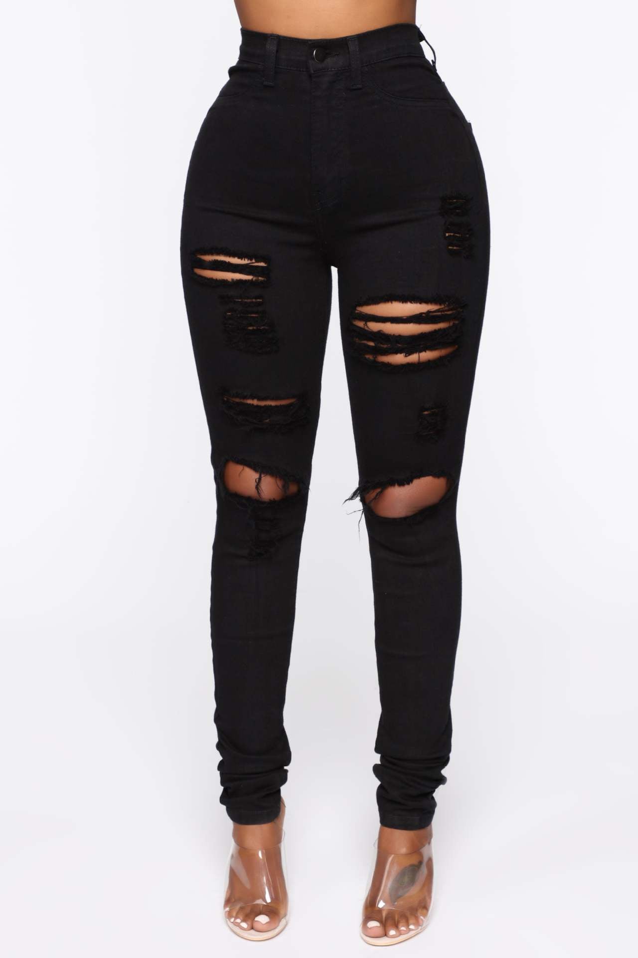High-Rise Distressed Skinny Jeans (Multiple Colors Available)