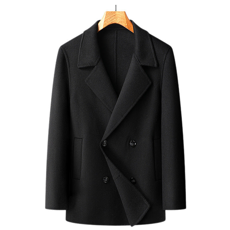 Classic Wool Short Double-Breasted Overcoat