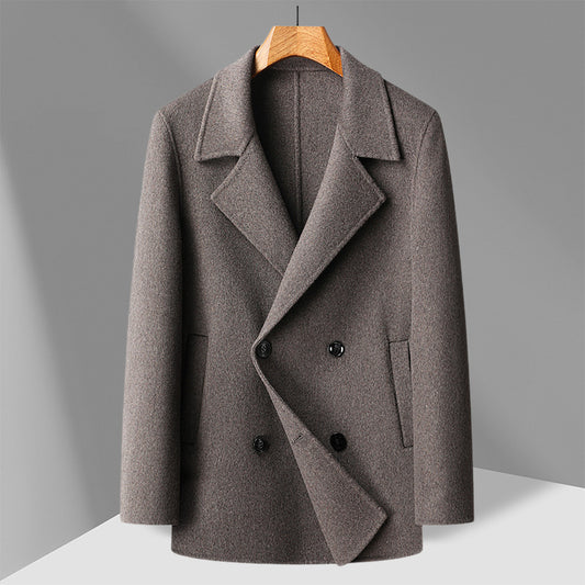 Classic Wool Short Double-Breasted Overcoat