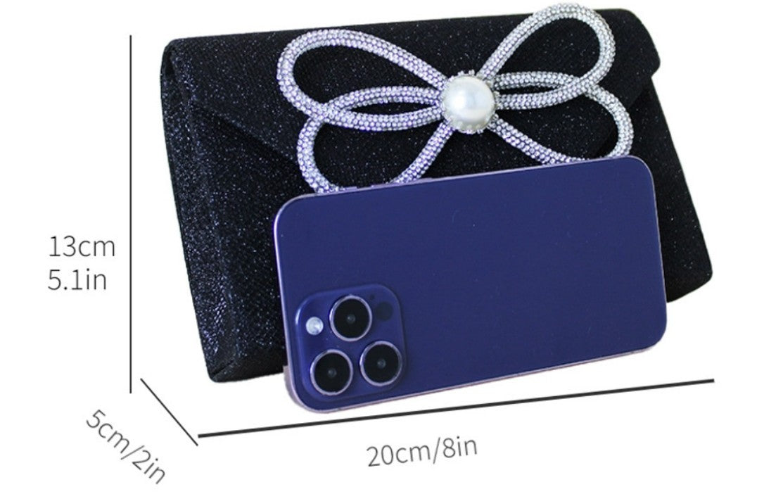 Diamond Bow Clutch Purse