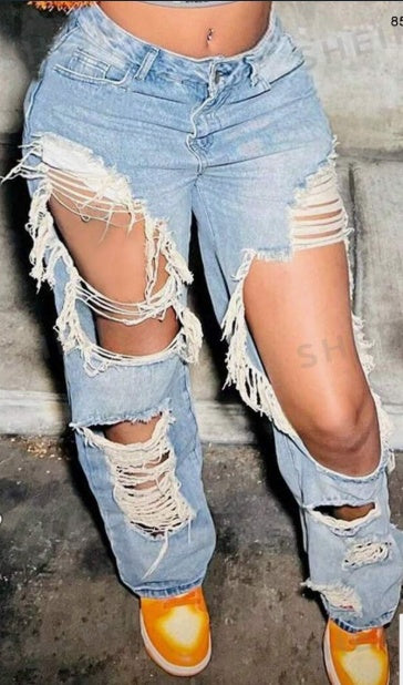 Distressed Slant Pocket Street Jeans