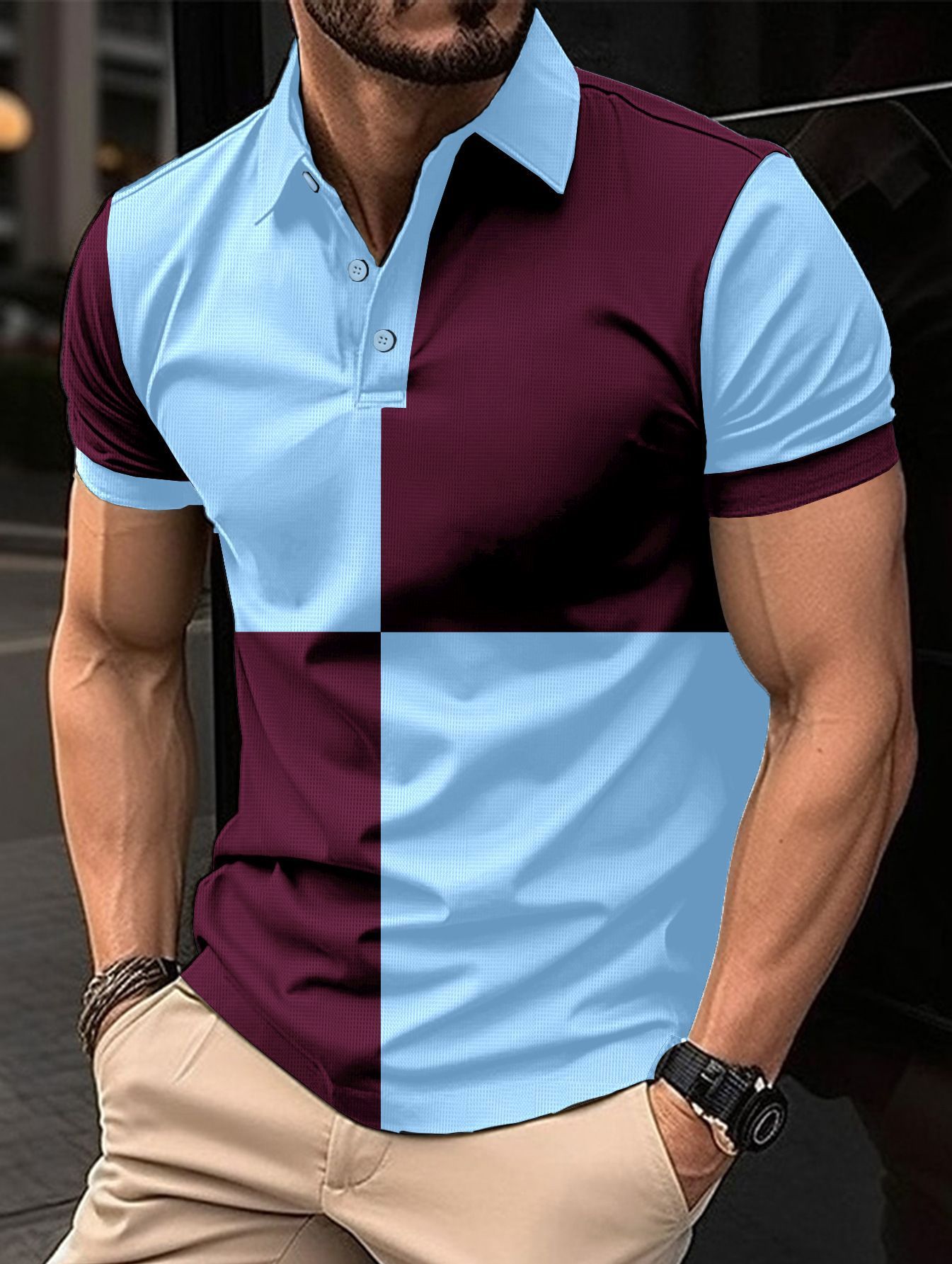 Men's Color-Blocked Polo Shirt