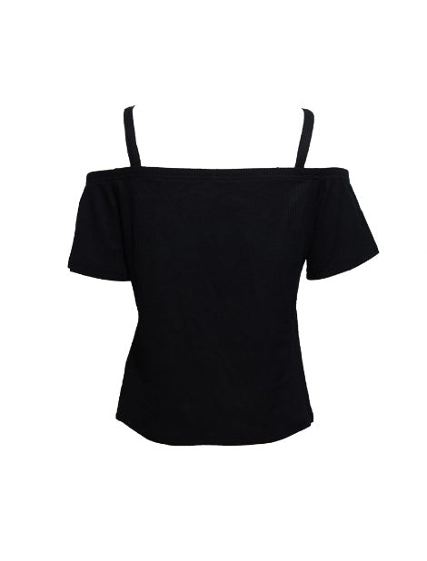 Solid Color Off-Shoulder Slimming T-Shirt