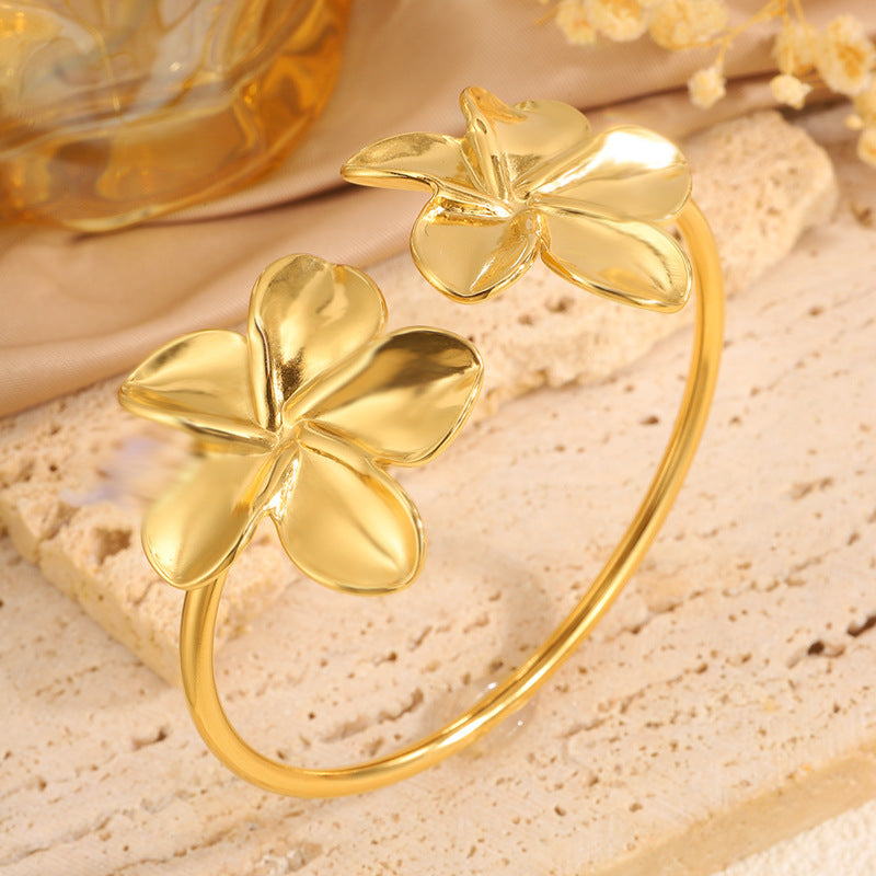 Women's Stainless Steel Open Flower Bracelet