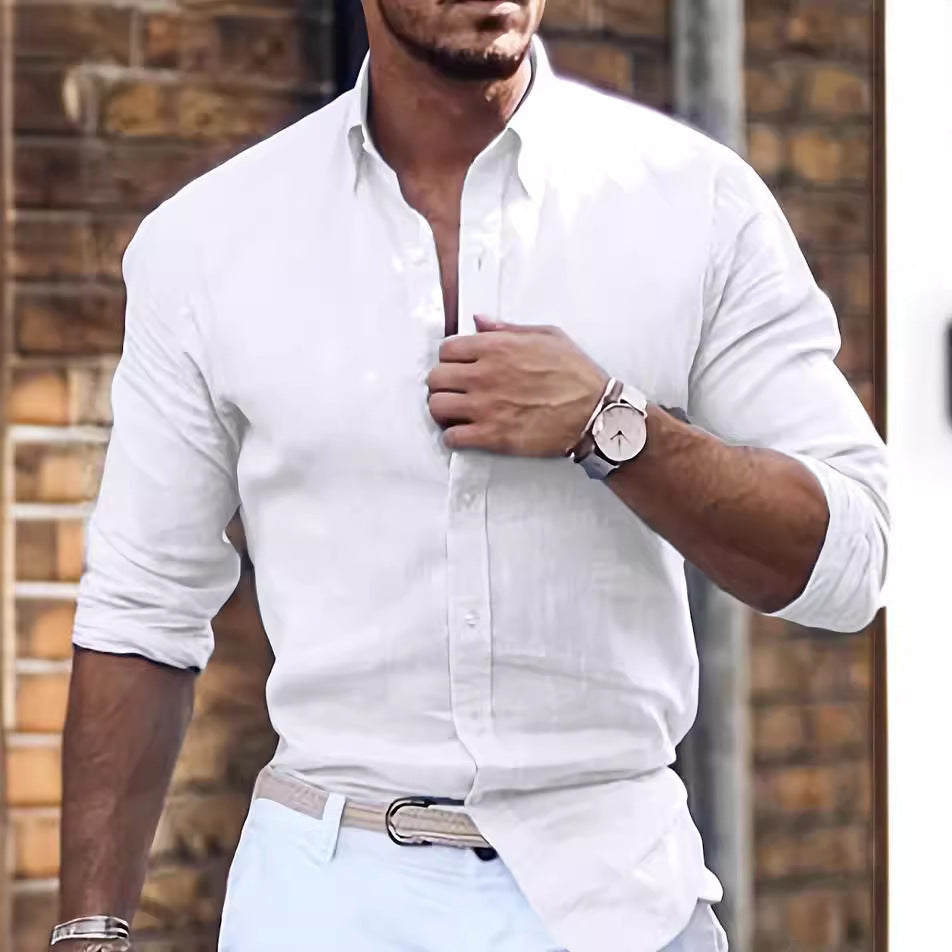 Classic Long Sleeve Cotton Collar Shirt