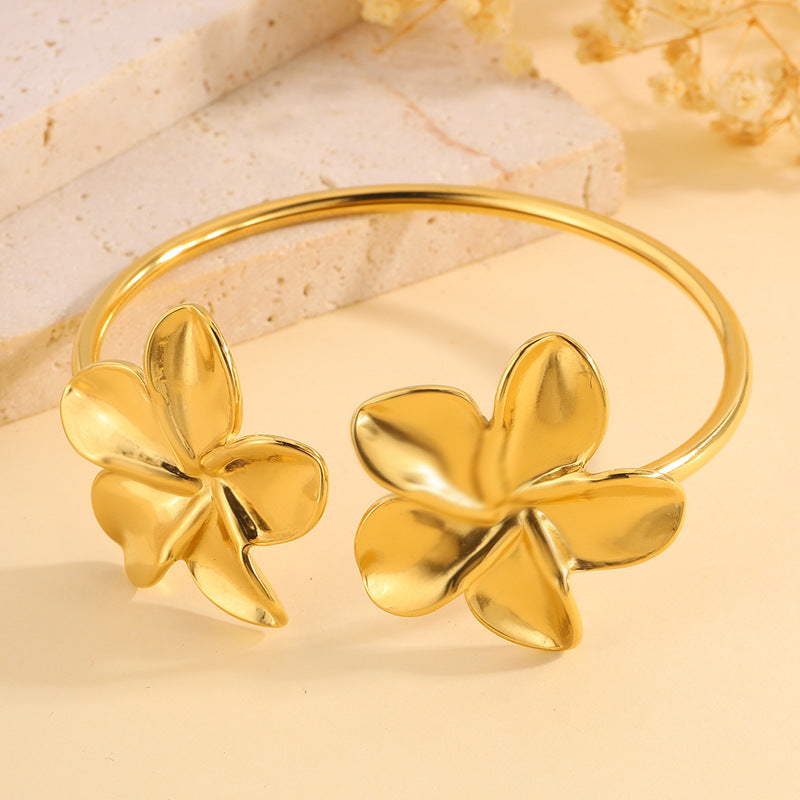 Women's Stainless Steel Open Flower Bracelet