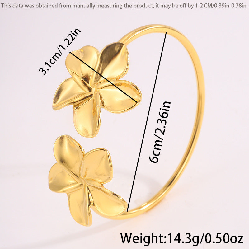 Women's Stainless Steel Open Flower Bracelet