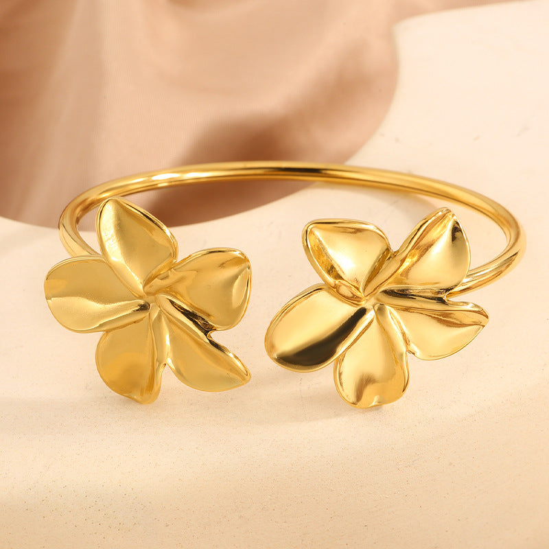 Women's Stainless Steel Open Flower Bracelet