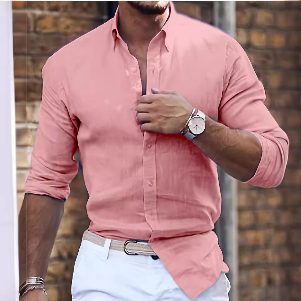 Classic Long Sleeve Cotton Collar Shirt