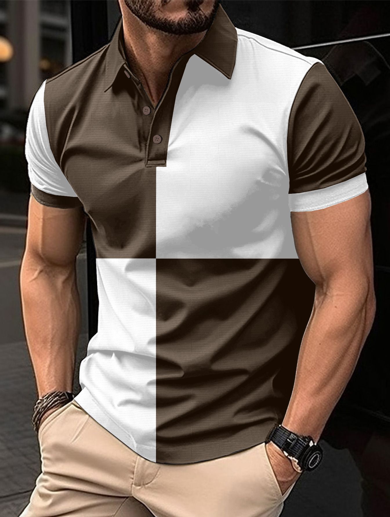 Men's Color-Blocked Polo Shirt