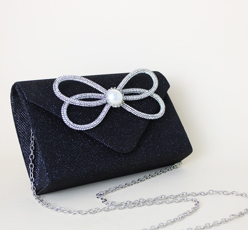 Diamond Bow Clutch Purse