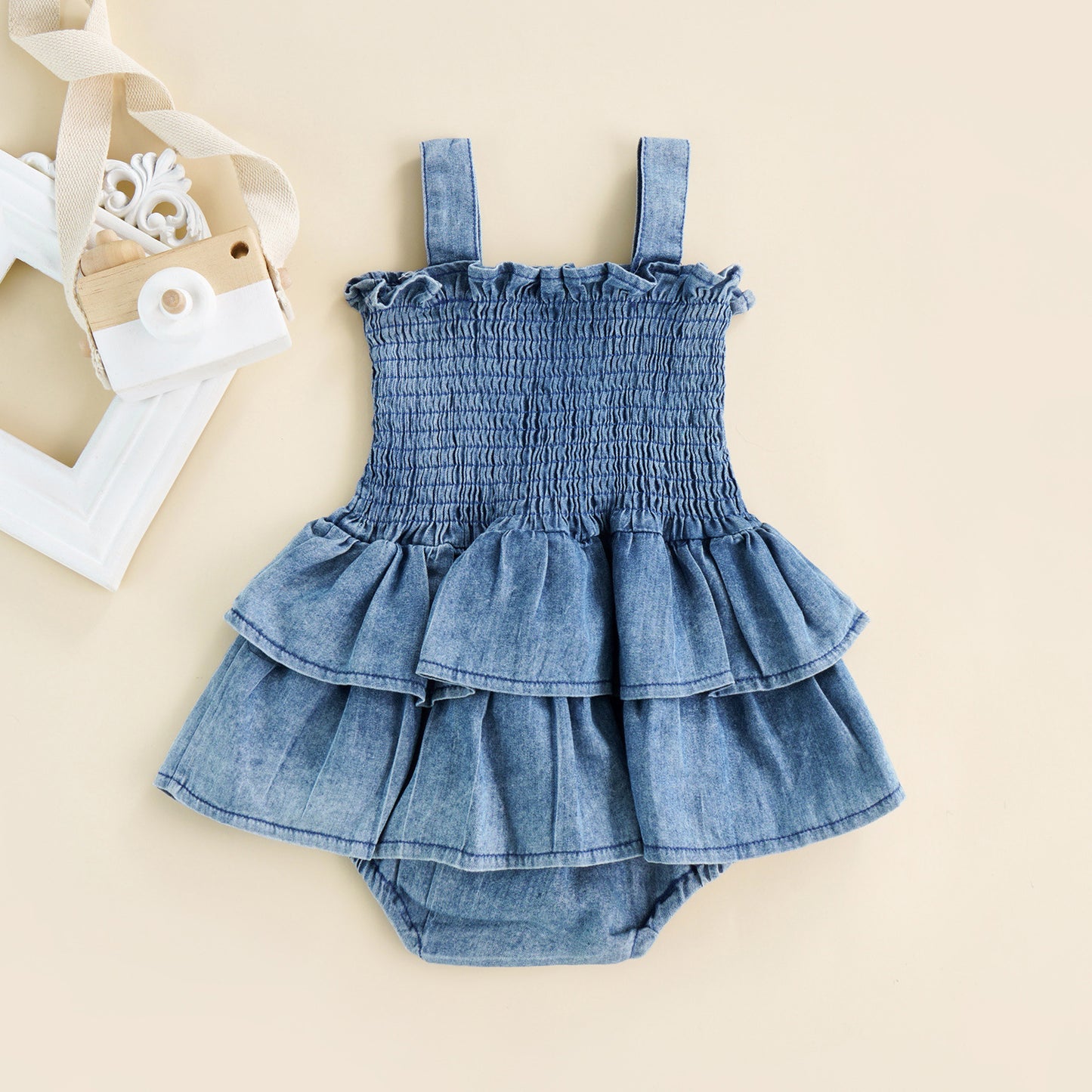 Lil’ Denim Drip Suspender Bodysuit