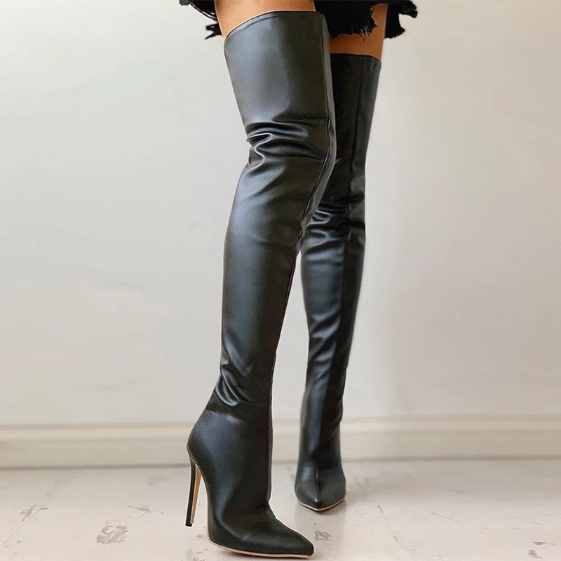 Adhesive Sole Knee-High Boots