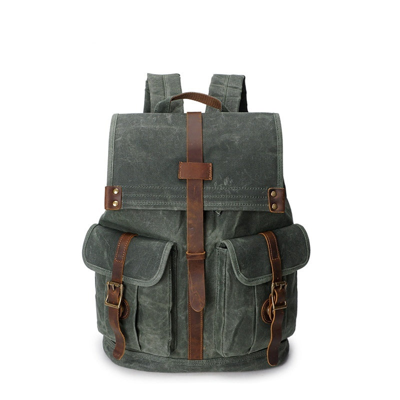 Vintage Oil Wax Canvas Travel Backpack