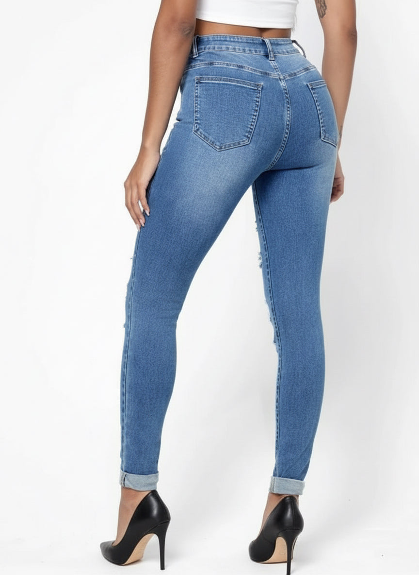 Shredded Drip High-Rise Jeans
